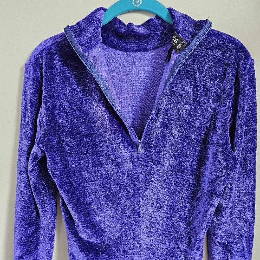 ESCADA by Margaretha Ley Vintage Women's Purple Velvet Mock Neck Bodysuit Small - Picture 12 of 12